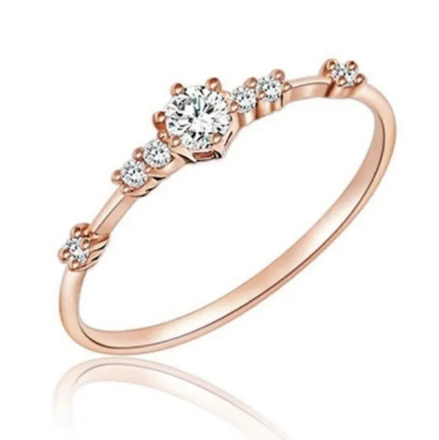 Classic Wedding Ring For Women Girls Simple Classical color Mini Crystal Brass Rose Gold Color Rings Fashion Jewelry Accessories