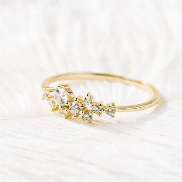 Classic Wedding Ring For Women Girls Simple Classical color Mini Crystal Brass Rose Gold Color Rings Fashion Jewelry Accessories