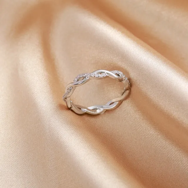 Classic Wedding Ring For Women Girls Simple Classical color Mini Crystal Brass Rose Gold Color Rings Fashion Jewelry Accessories