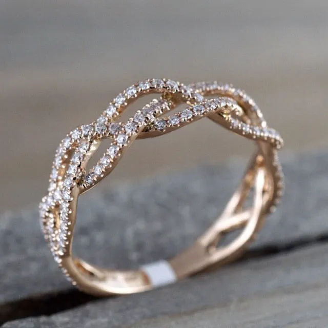 Classic Wedding Ring For Women Girls Simple Classical color Mini Crystal Brass Rose Gold Color Rings Fashion Jewelry Accessories