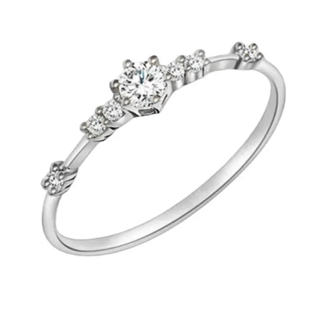 Classic Wedding Ring For Women Girls Simple Classical color Mini Crystal Brass Rose Gold Color Rings Fashion Jewelry Accessories