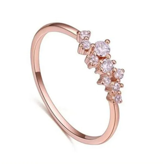 Classic Wedding Ring For Women Girls Simple Classical color Mini Crystal Brass Rose Gold Color Rings Fashion Jewelry Accessories