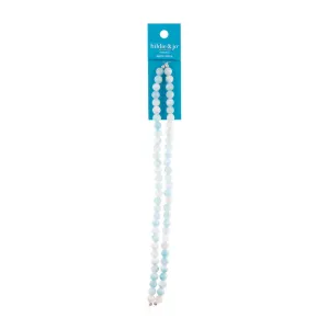 Clear & Blue Round Agate Stone Strung Beads 14in