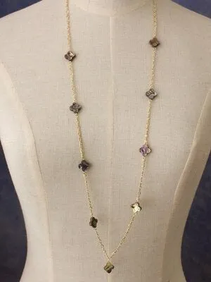 Cocoa Long Quaterfoil Necklace