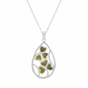 Connemara Marble Sterling Silver Shamrock Inlaid Pendant