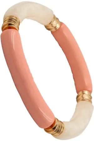 Coral & Gold Disk Bracelet