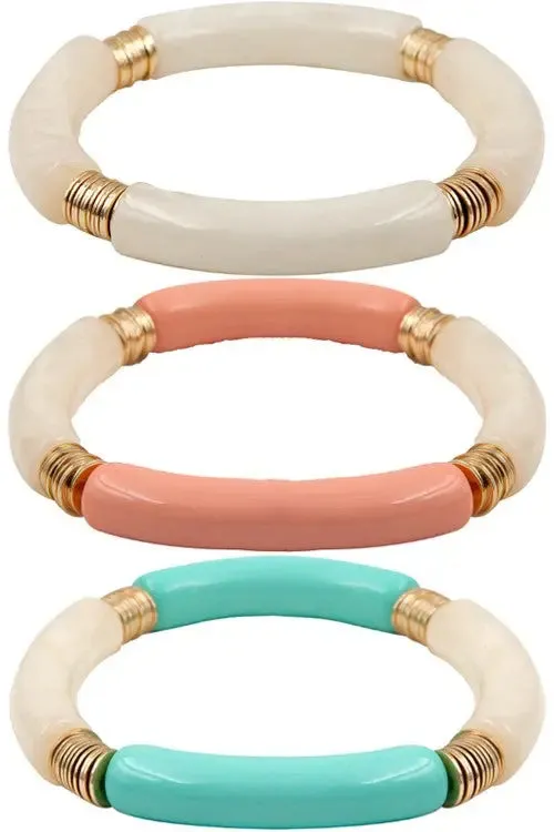 Coral & Gold Disk Bracelet