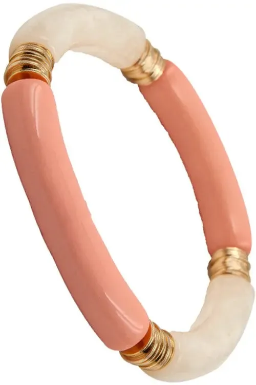 Coral & Gold Disk Bracelet