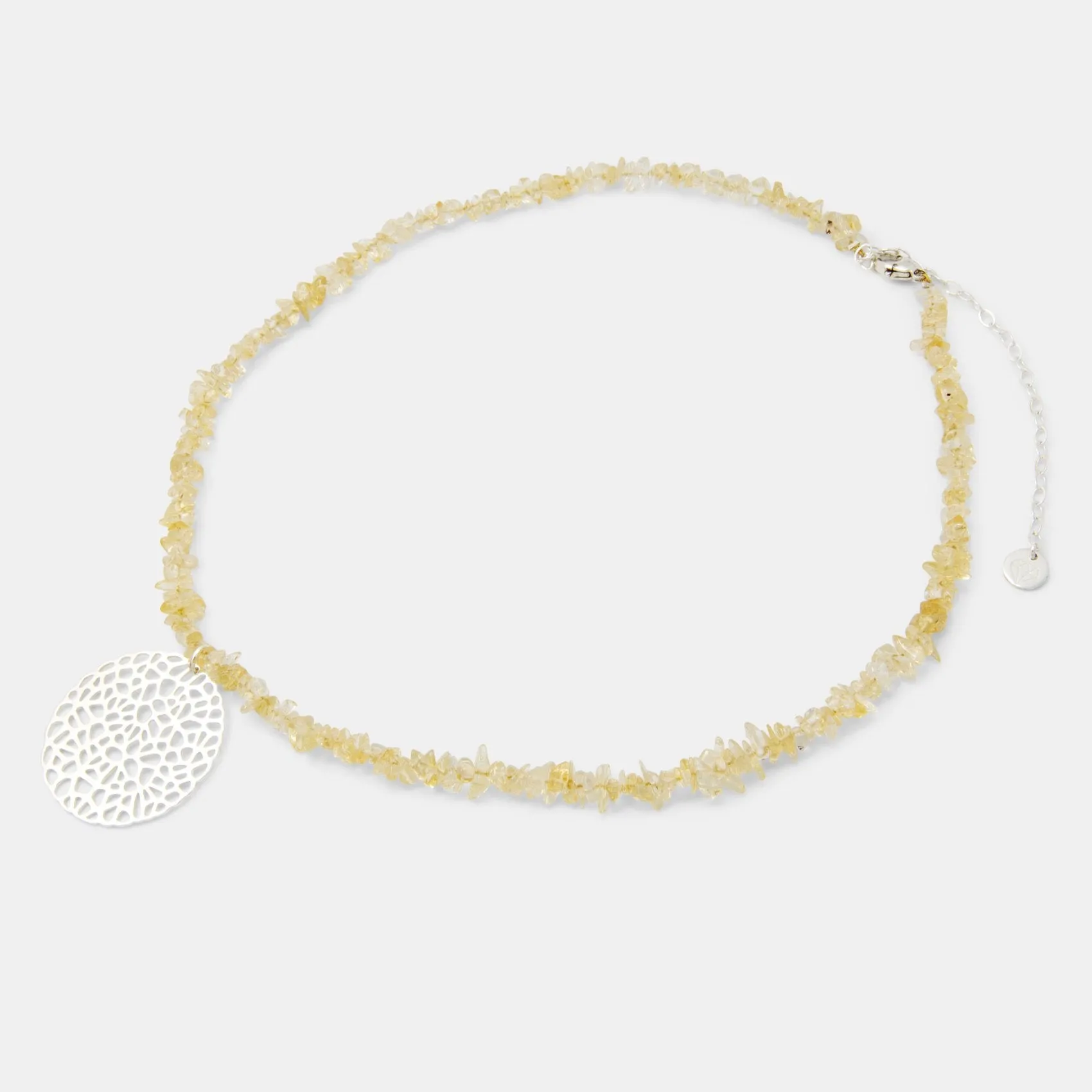Coral Pendant on Citrine Beaded Necklace