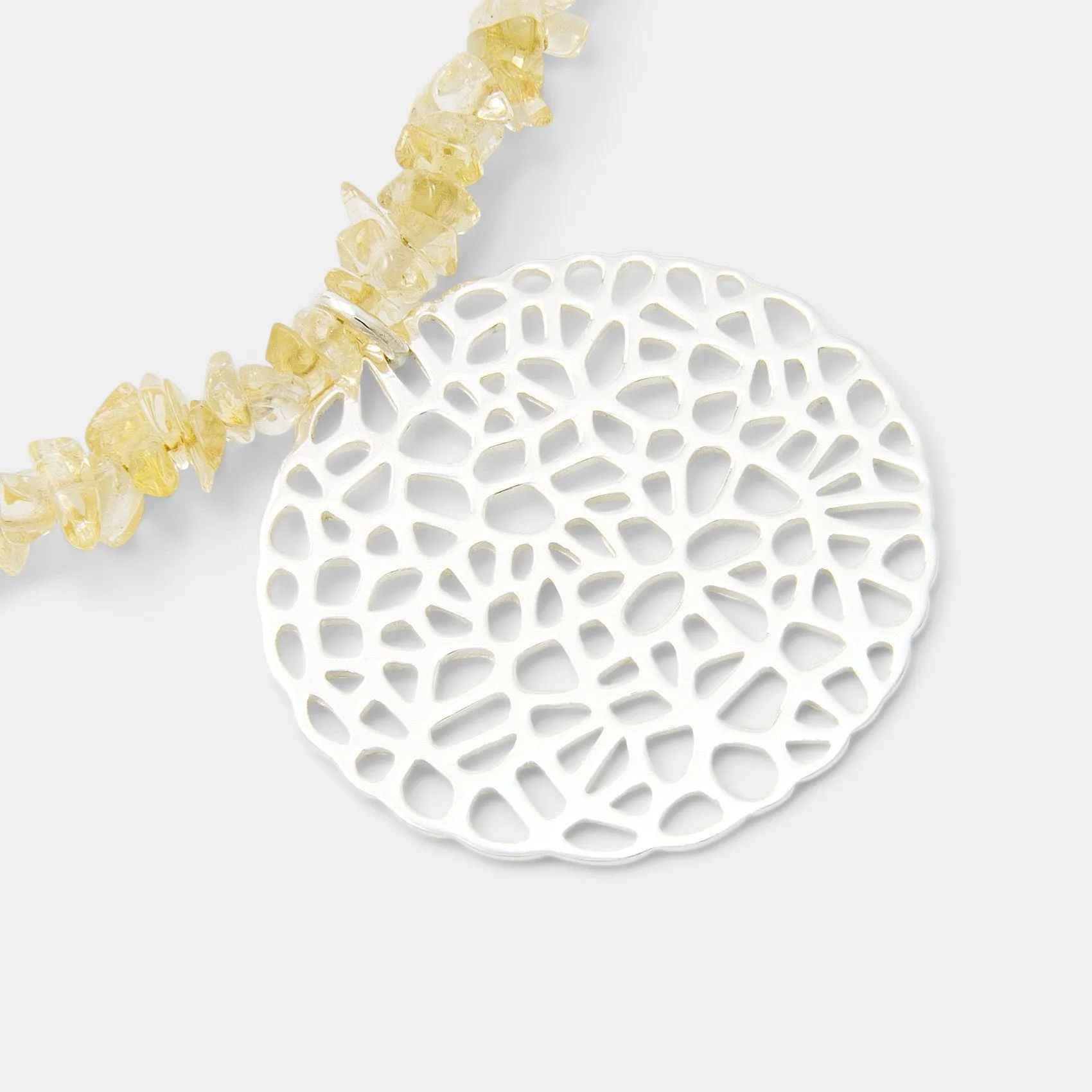Coral Pendant on Citrine Beaded Necklace