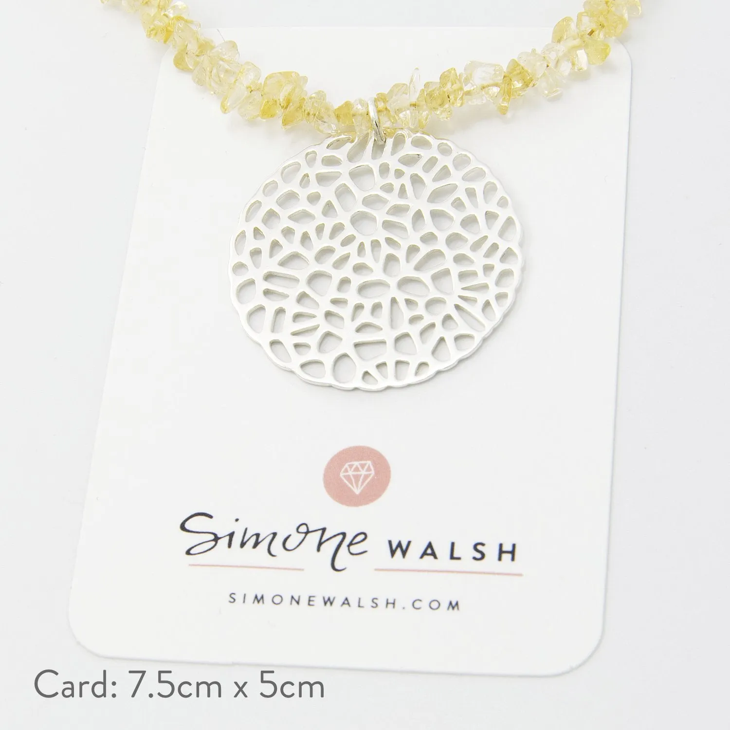 Coral Pendant on Citrine Beaded Necklace