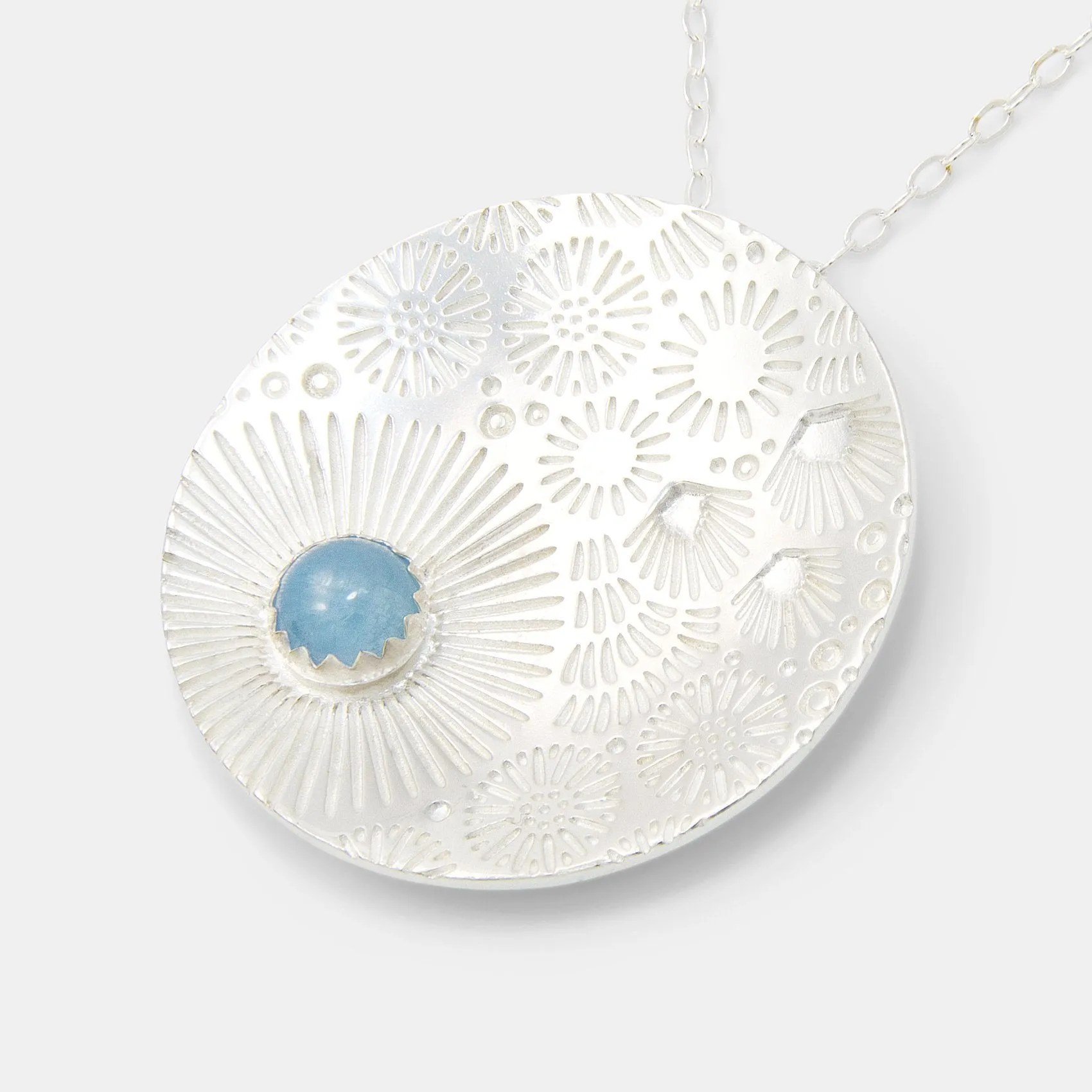 Coral Reef & Aquamarine Pendant Necklace