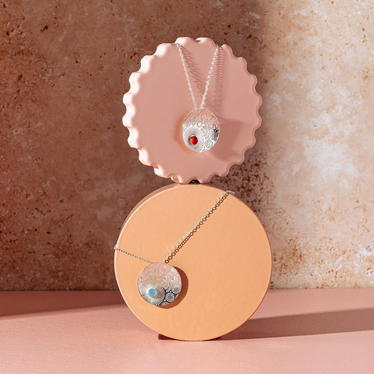 Coral Reef & Aquamarine Pendant Necklace