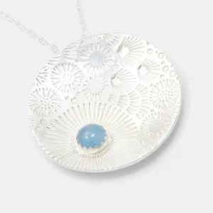 Coral Reef & Aquamarine Pendant Necklace
