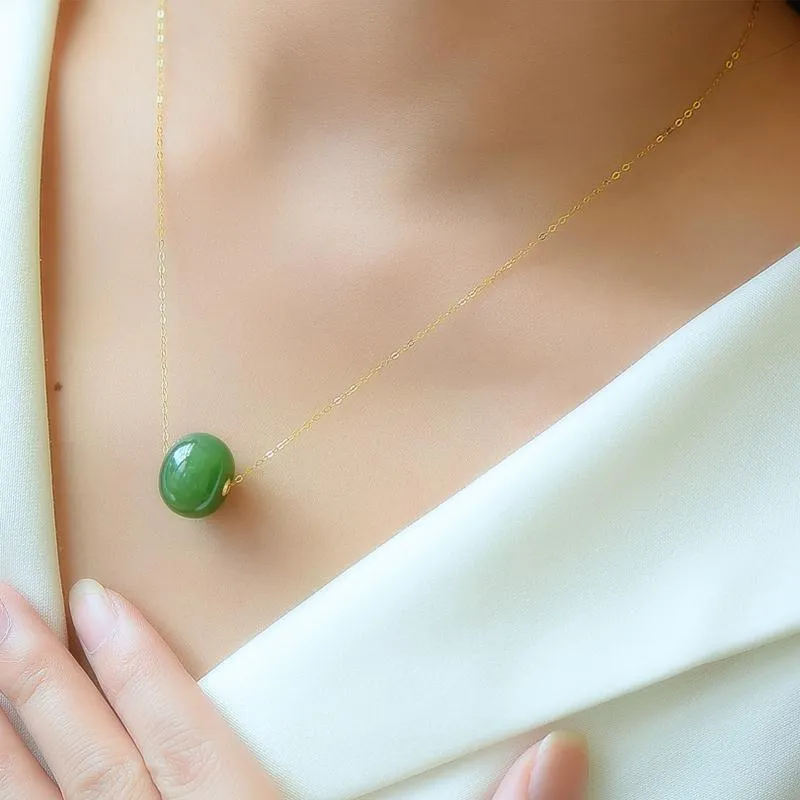 Creative New Design Natural Hetian Jasper Bead Pendant Ladies Necklace