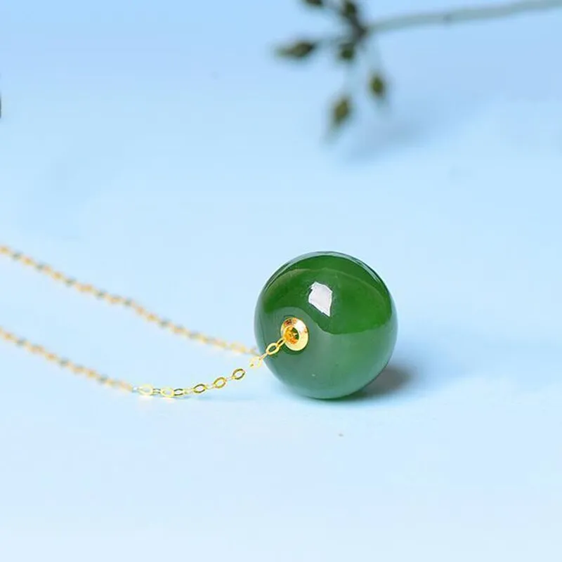 Creative New Design Natural Hetian Jasper Bead Pendant Ladies Necklace