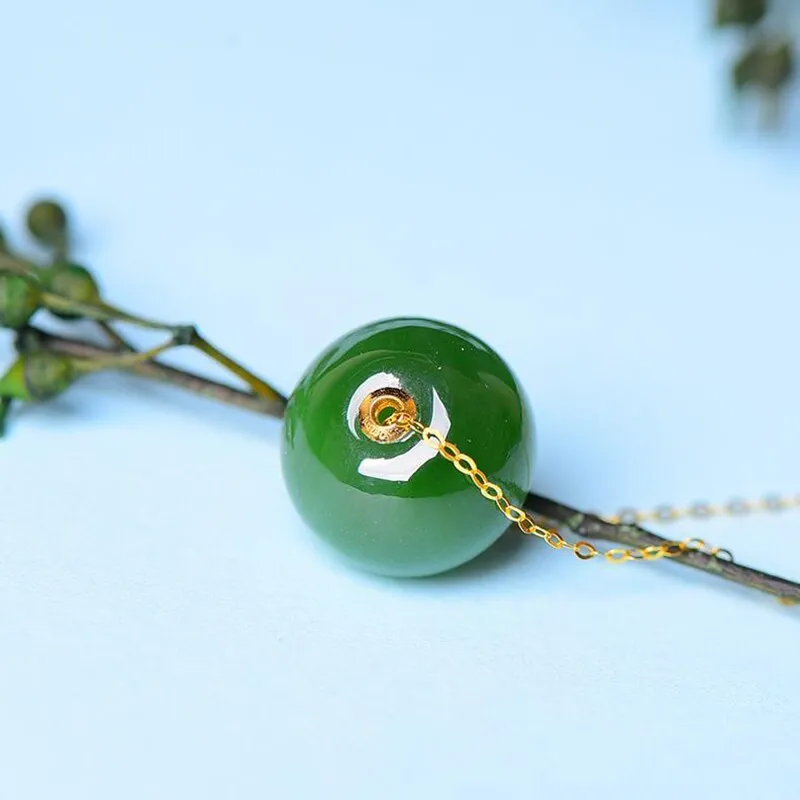 Creative New Design Natural Hetian Jasper Bead Pendant Ladies Necklace