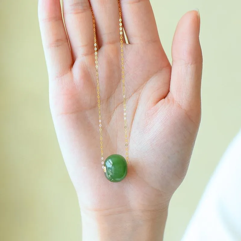Creative New Design Natural Hetian Jasper Bead Pendant Ladies Necklace