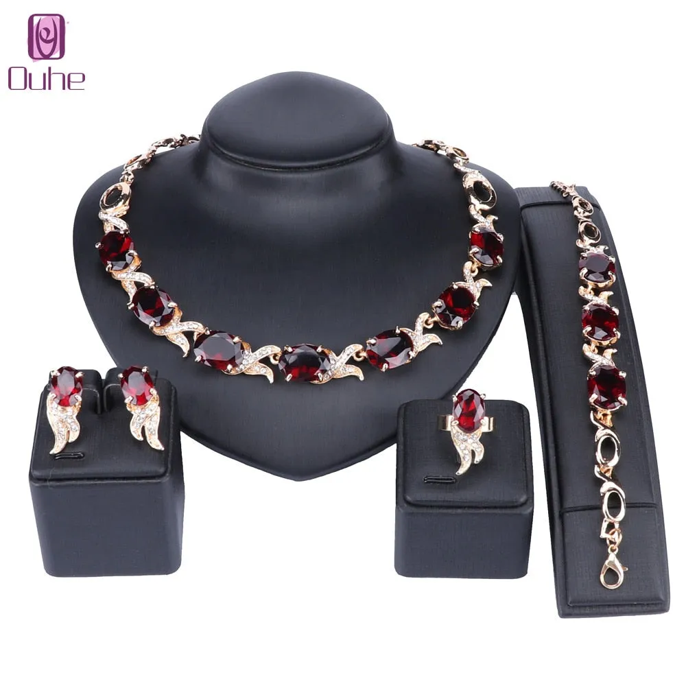 Crystal Trendy Necklace Jewelry Sets Party Women Bridal Necklace