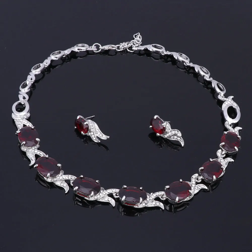 Crystal Trendy Necklace Jewelry Sets Party Women Bridal Necklace