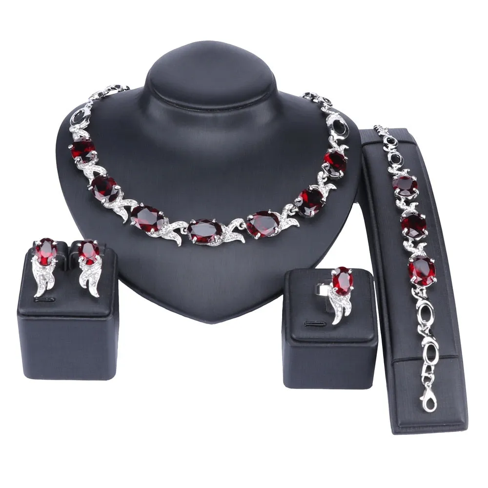 Crystal Trendy Necklace Jewelry Sets Party Women Bridal Necklace