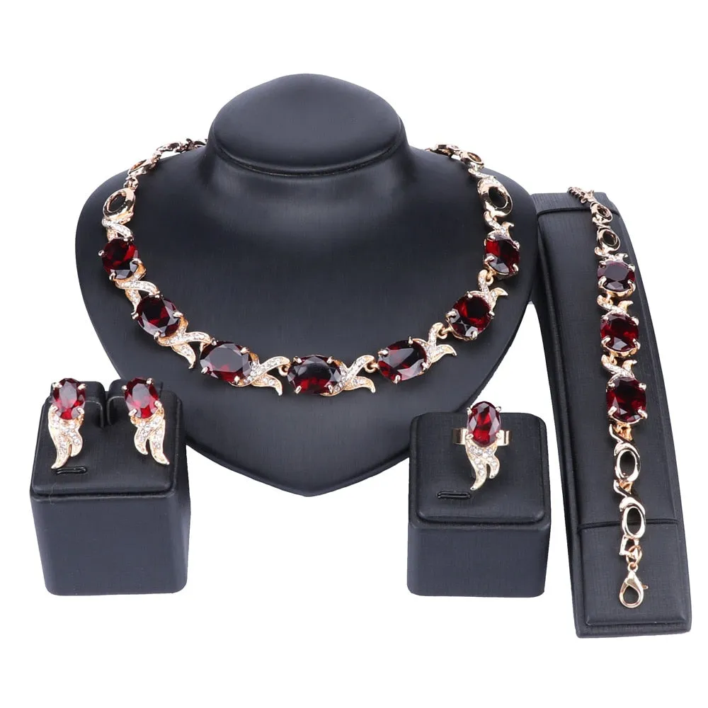 Crystal Trendy Necklace Jewelry Sets Party Women Bridal Necklace
