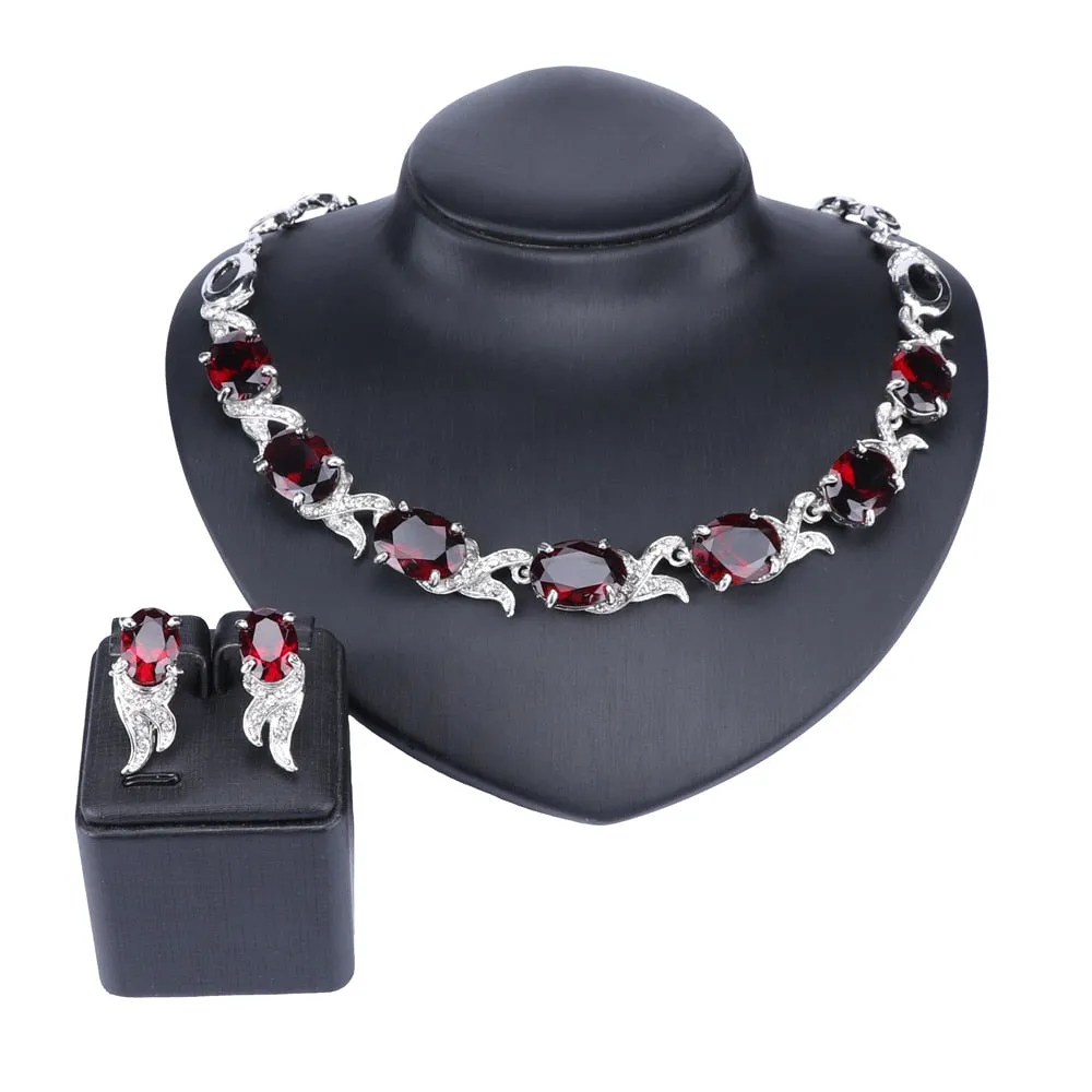Crystal Trendy Necklace Jewelry Sets Party Women Bridal Necklace