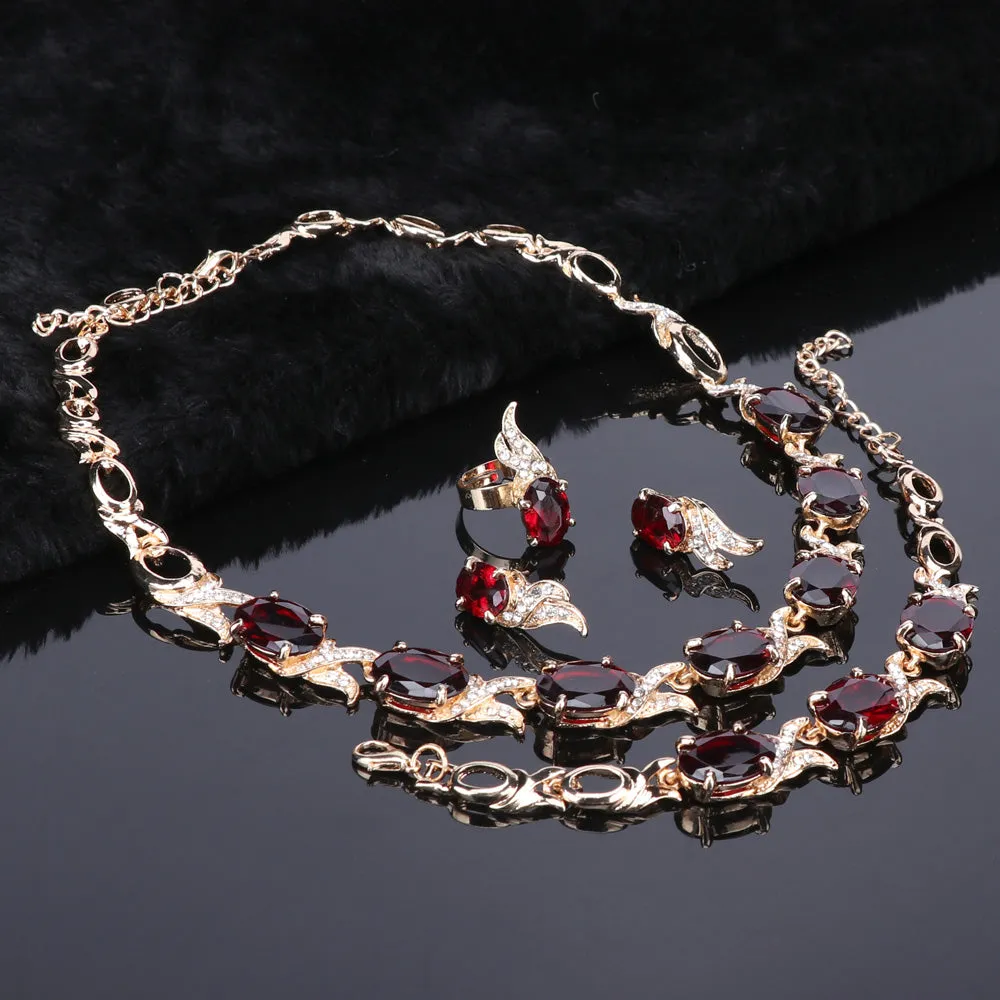 Crystal Trendy Necklace Jewelry Sets Party Women Bridal Necklace