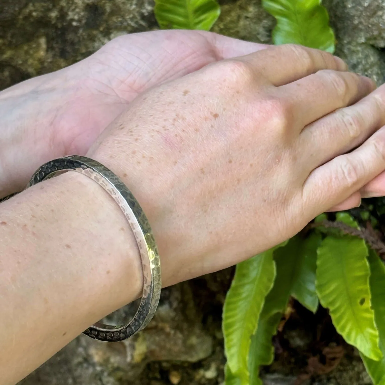 Cube Sterling Silver Shine Bangle