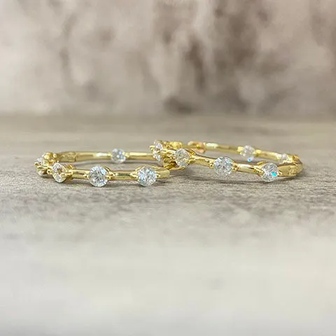 Cubic Zirconia Hinged Hoop Earrings
