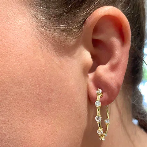 Cubic Zirconia Hinged Hoop Earrings