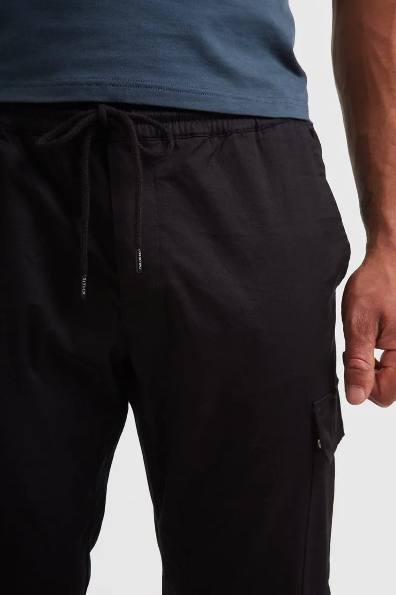 Cuffed Cargo Pants in Black