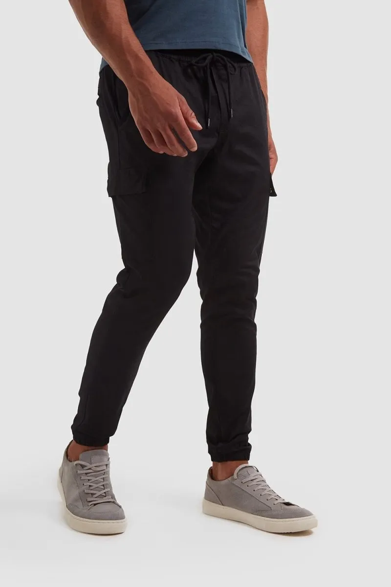 Cuffed Cargo Pants in Black