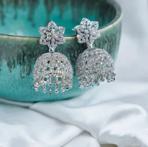CZ Star Rhodium Jhumka