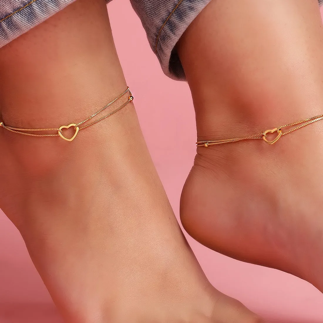 Dainty Silver Heart 925 Silver Anklets