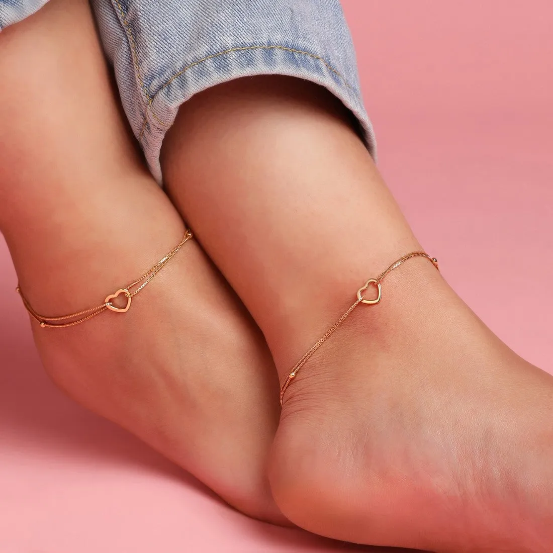Dainty Silver Heart 925 Silver Anklets