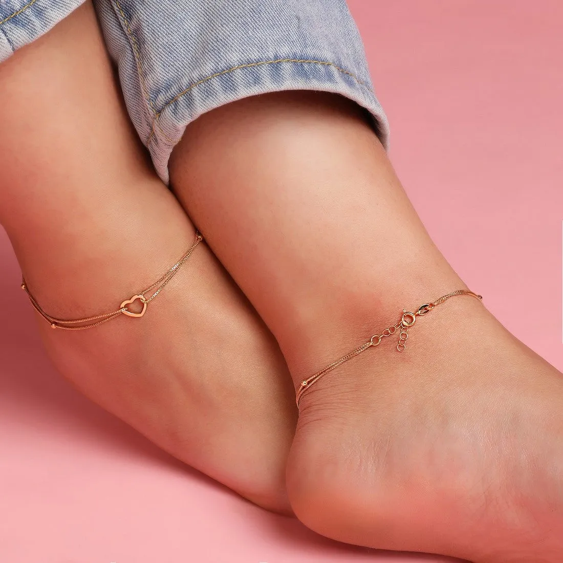 Dainty Silver Heart 925 Silver Anklets