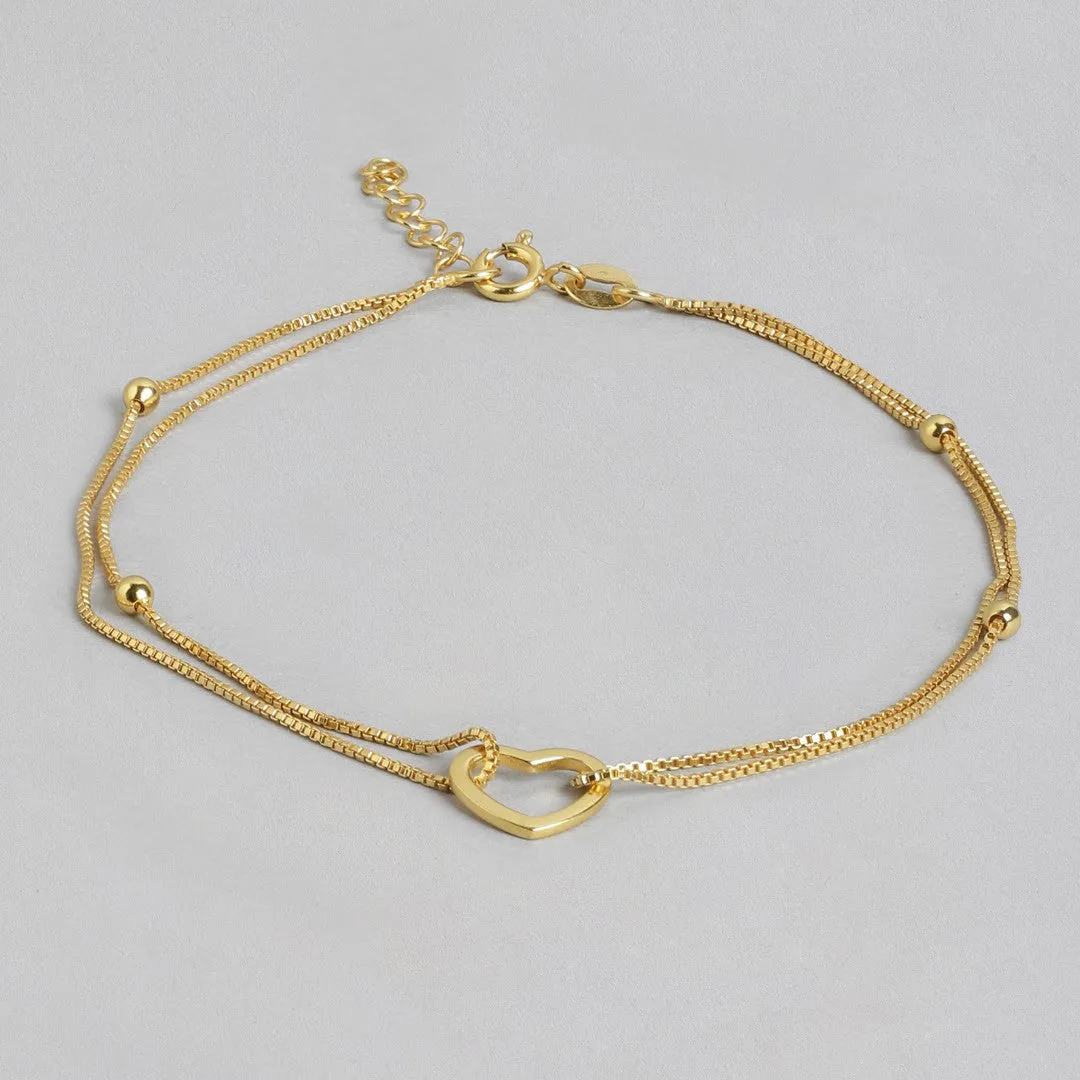 Dainty Silver Heart Gold Plated 925 Silver Anklets