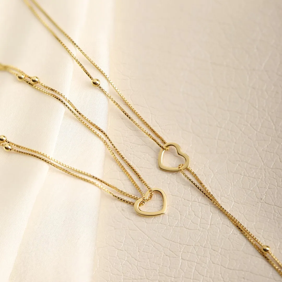Dainty Silver Heart Gold Plated 925 Silver Anklets