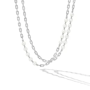 David Yurman Madison Sterling Silver with Pearls Chain Necklace - 18 Inches
