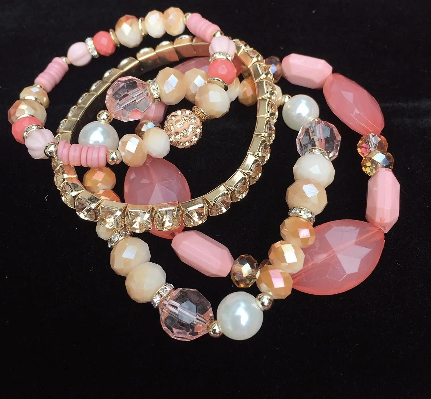 Designer Bohemian Style Crystal Pearls Jewelry Bijoux Fashion Gold Color Alloy Colorful Enamel Rhinestone Flower Multi Layer Bangles Sets by Elite Trend