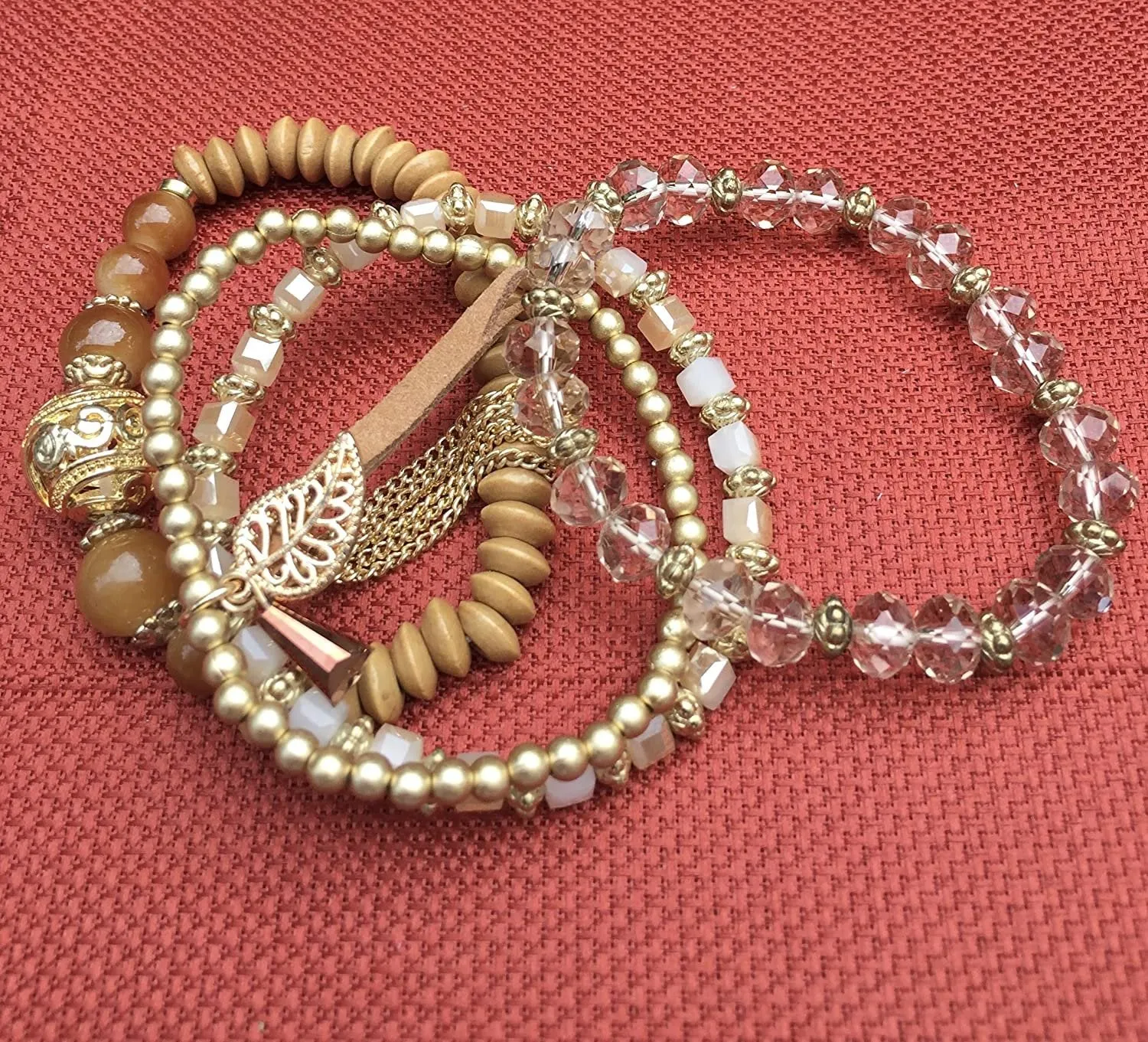 Designer Bohemian Style Crystal Pearls Jewelry Bijoux Fashion Gold Color Alloy Colorful Enamel Rhinestone Flower Multi Layer Bangles Sets by Elite Trend