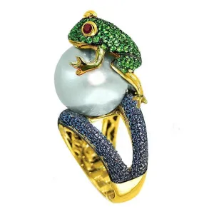 Designer Cute Jumping Frog Shaped Fancy Ring