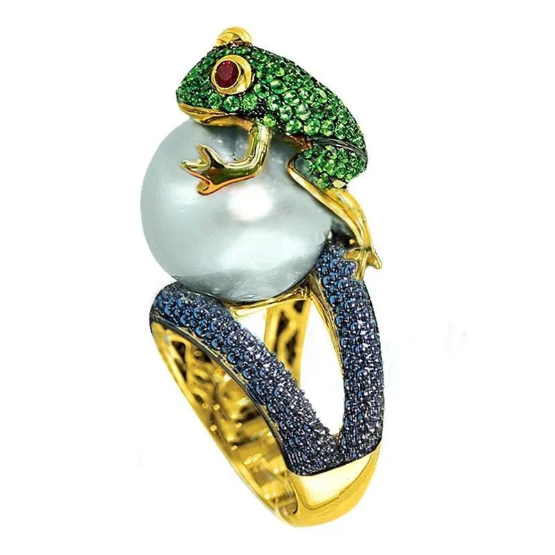 Designer Cute Jumping Frog Shaped Fancy Ring