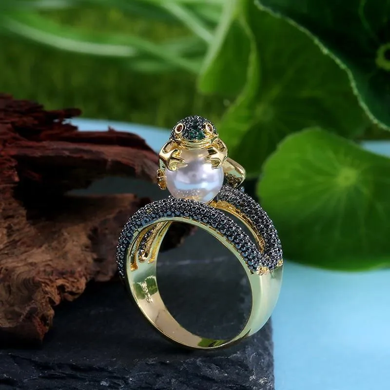 Designer Cute Jumping Frog Shaped Fancy Ring