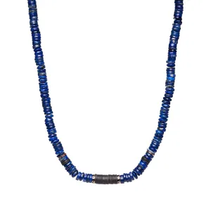 Dezso 18k Classic Lapis & Coco Shell Puka Necklace, 5mm