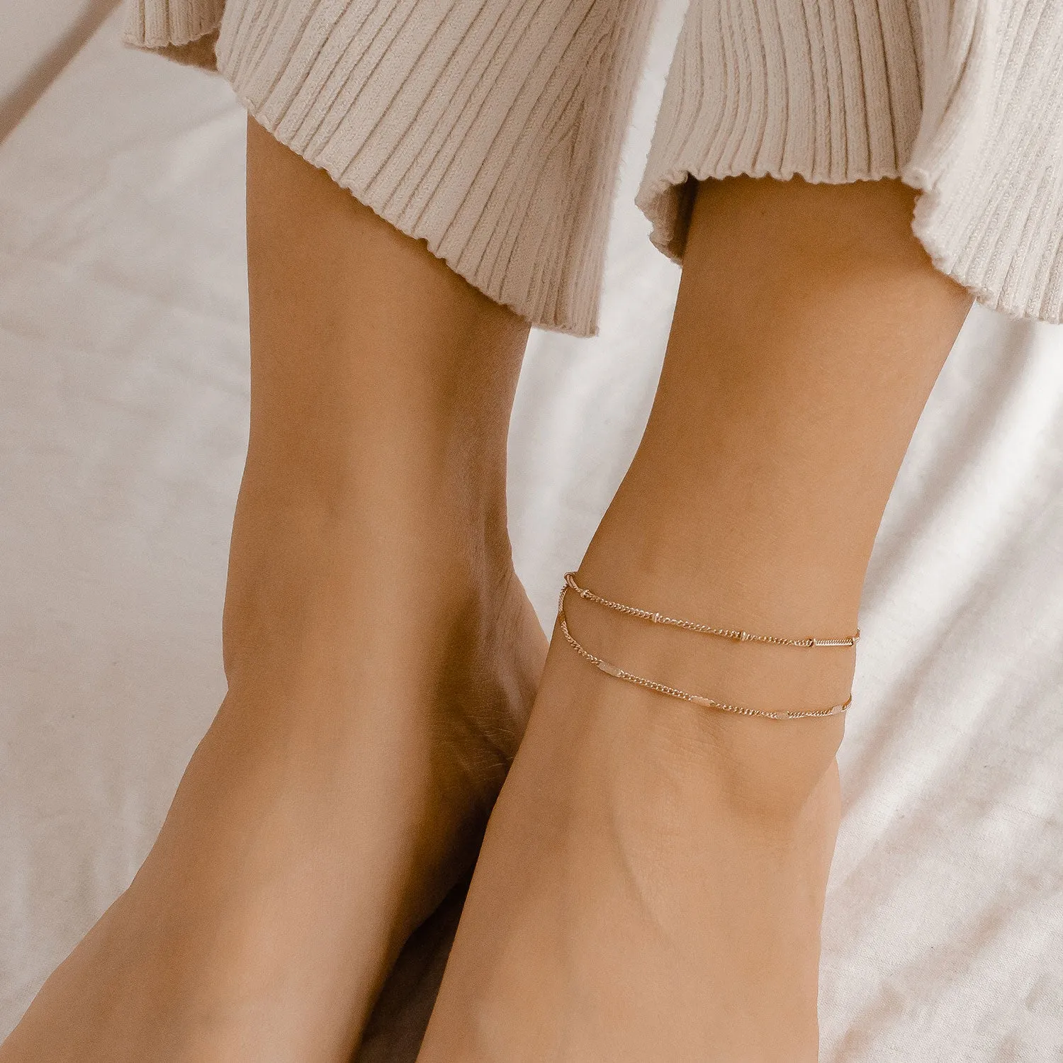 Duo Chain Anklet Rose Gold