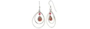 Earrings Silver Open Tears w/Ladybug by Silver Forest