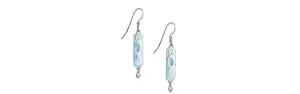 Earrings Triple Loops w/Blue Rectangle - Silver Forest