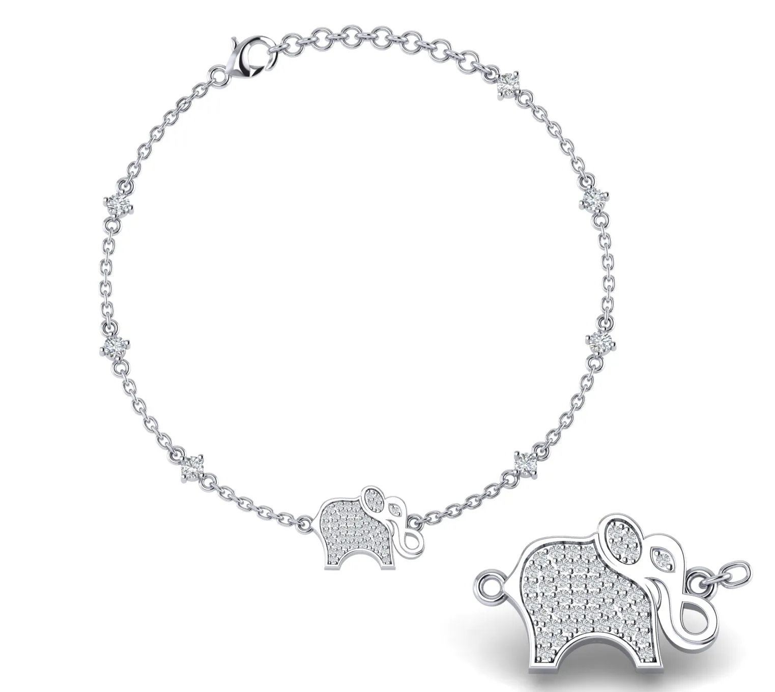 Elephant Sterling Silver Anklet